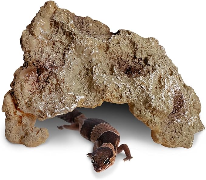 Hamiledyi Reptile Rock Hide Cave Reptile Hide Leopard Gecko Hide Bearded Dragon Hideout Terrarium Habitat Decor Reptile Hideout for Snake Lizard Gecko Turtle Hermit Crab Frog (M)