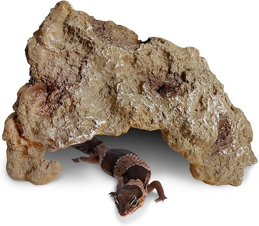 Hamiledyi Reptile Rock Hide Cave Reptile Hide Leopard Gecko Hide Bearded Dragon Hideout Terrarium Habitat Decor Reptile Hideout for Snake Lizard Gecko Turtle Hermit Crab Frog (M)