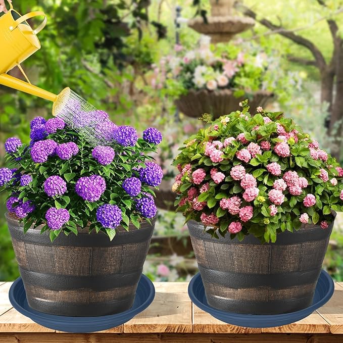 4 Pack of 16 inch Plant Saucer, Large Plant Tray, Heavy Sturdy Plant Drainage Tray for Indoors, Bird Bath Bowls, Sturdy Plastic Pot Tray for Planter (Blue)