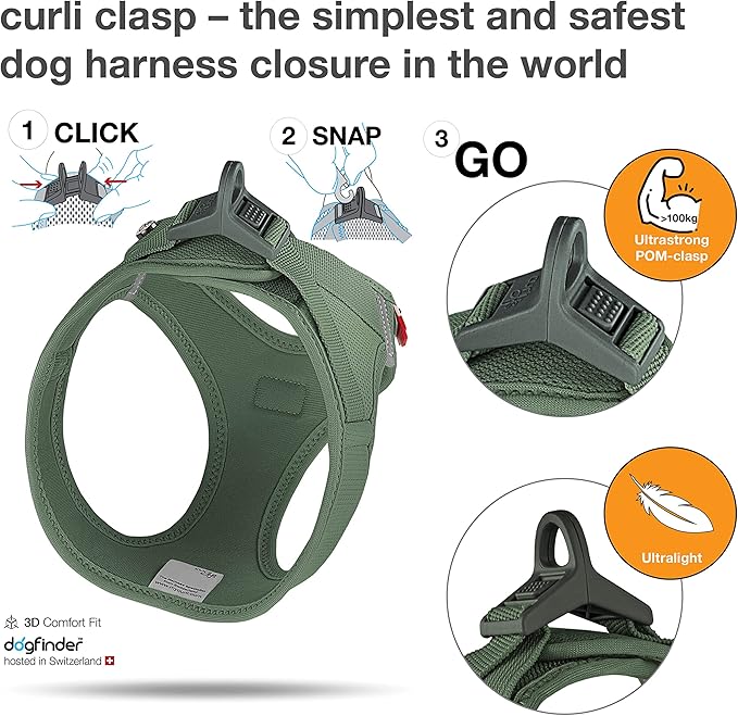 Vest Harness curli Clasp Air-Mesh Moss L
