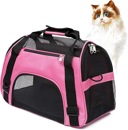 Cat Carrier for Small Cats Dogs Soft-Sided Pet Carrier for Cats Puppies Small Pets Airline Approved Lightweight Comfortable Travel Cat Dog Carrier (Small, Pink)