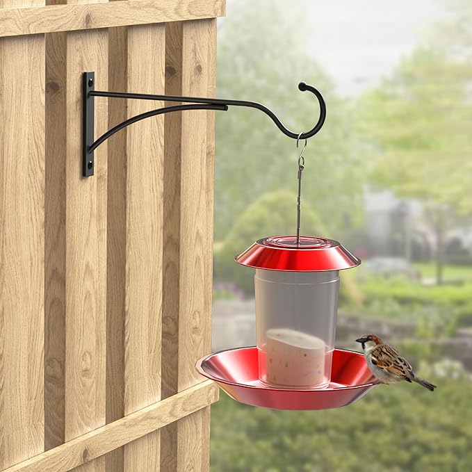 11 Inch 2 Pack Outdoor Plant Hanging Hooks for Wall:Metal Bracket for Hanging Baskets, Bird Feeders, Wind Chimes, Flower Baskets, Yoga Mat, Lanterns, Black