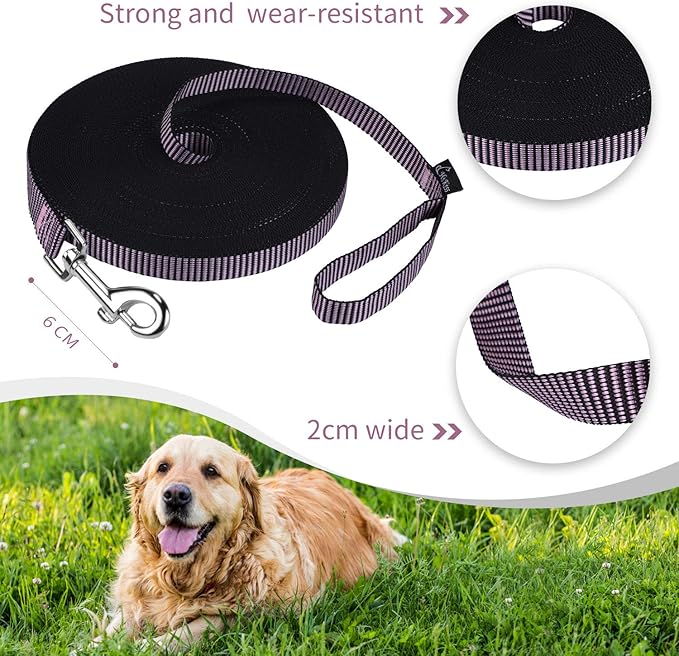 Hi Kiss Dog/Puppy Obedience Recall Training Agility Lead - 15ft 20ft 30ft 50ft 100ft Training Leash - Great for Training, Play, Camping, or Backyard(20ft,BL+PK)