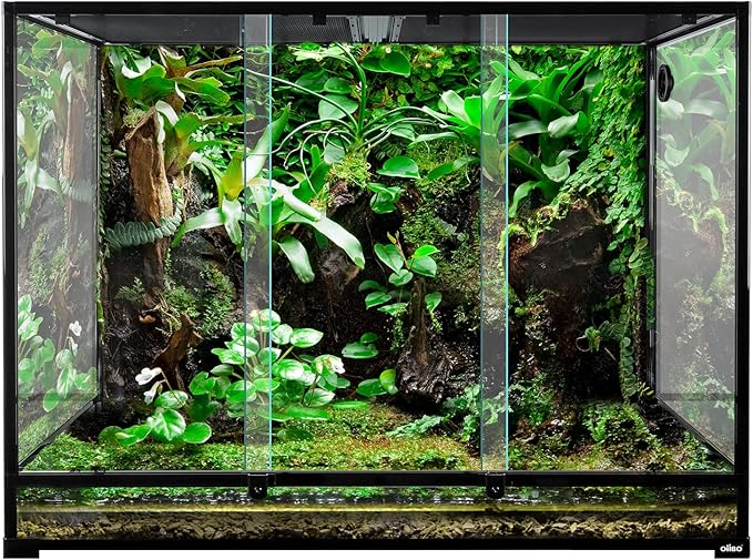 OIIBO 180 Gallon Large Reptile Terrarium, 48" x 24" x 36" Glass Reptile Tank Tall & Wide Terrarium Tank with Double Sliding Door Top Screen Ventilation Habitat