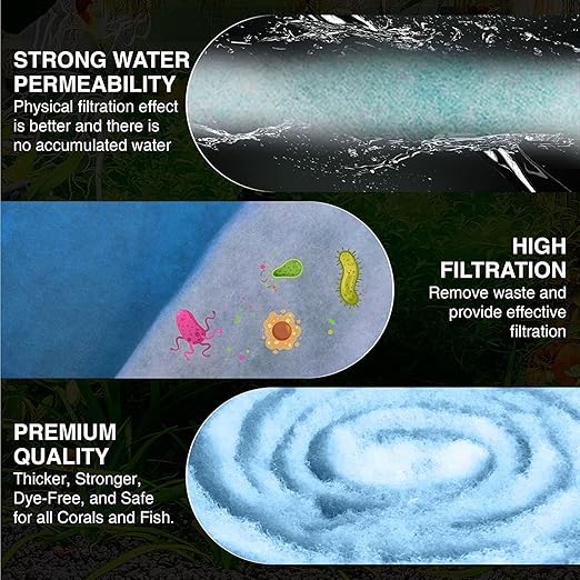 Big Kahuna Aquarium Filter Floss Rolls – 12-inch Pond and Aquarium Filter Media – 1-inch Thick Wet/Dry Aquarium Filter Pad – Bonded Filter Media Pad for Freshwater or Marine Aquariums, Ponds – 5ft