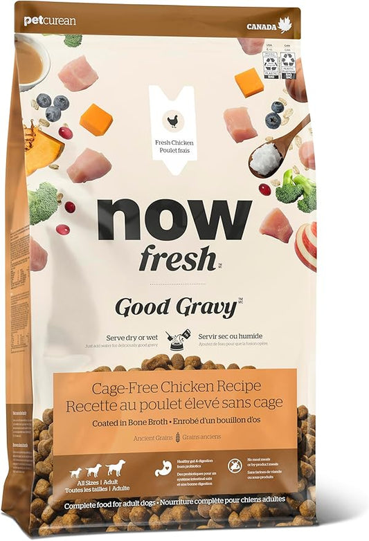 Now Fresh Good Gravy, Bone Broth Coated Kibble, Dry Dog Food, Chicken Adult Recipe with Grains, All Breed Size, 3.5 lb Bag