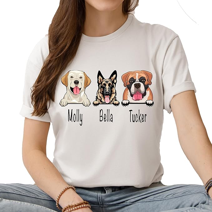Custom Dog Mom Shirt for Women Pet Ears Sweatshirt with Name Unique Puppy Line Art Cute Dad Hoodie for DogDad Owner Lover