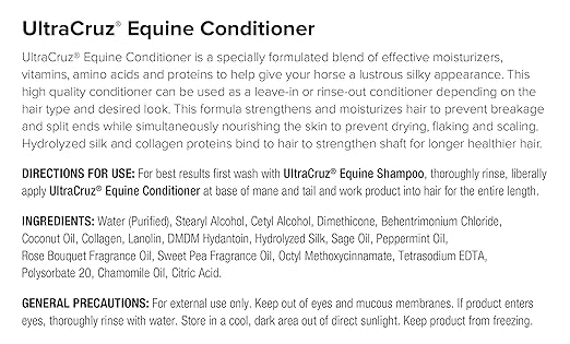 UltraCruz Equine Oatmeal Horse Shampoo and Conditioner Bundle, 32 oz Each