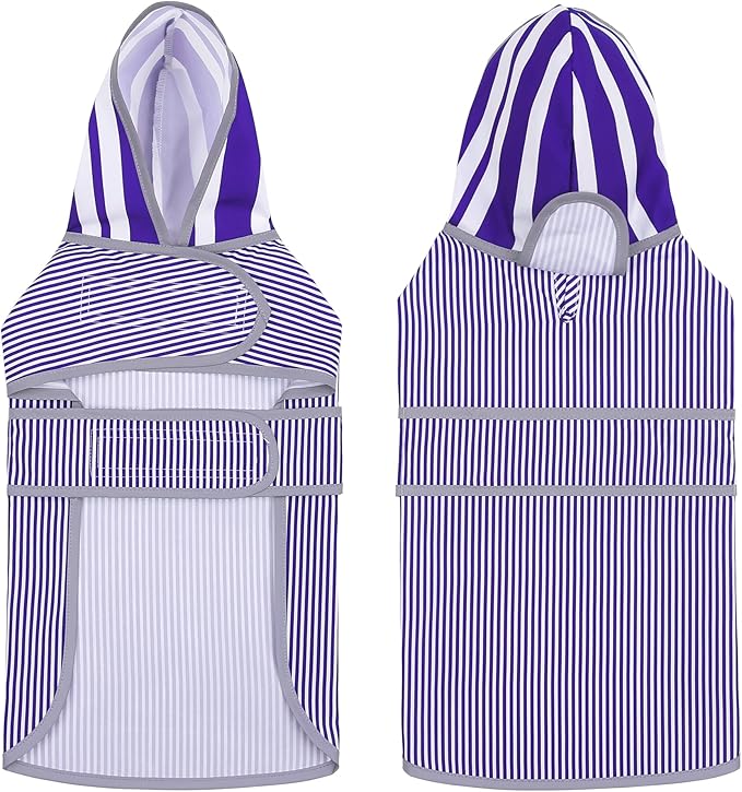 Dog Raincoat for Large Dogs Puppies Waterproof Hooded Rain Jacket with Reflective Strips Leash Hole & Poncho Adjustable Fit (Bluestripe,XXL)