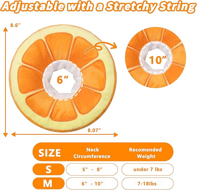Soft Cat Cone Collar, Cute Cat Recovery Collar Suitable for Small, Medium, Large Cats,Elizabethan Neck Collar for Cats After Surgery (Orange, Medium)