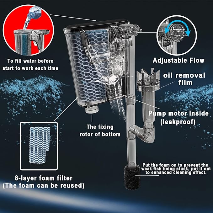 Ultra White Glass Betta Aquarium Starter Kits 1.5 Gallon Small Fish Tank, Betta Fish Tank with LED Light, Power Filter, 4mm Glass