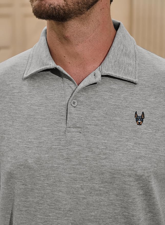 Men Embroidered Doberman Polo Casual Short Sleeve Plain Collar Shirt (S-XXL)