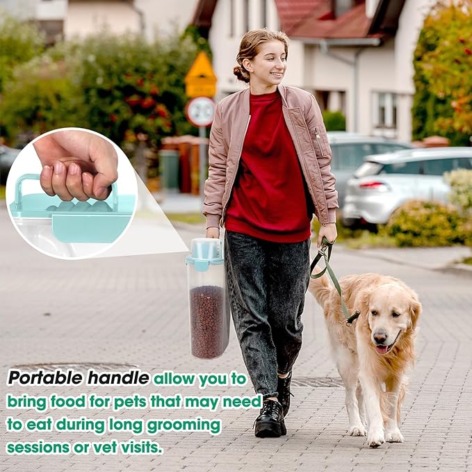 TBMax Pet Dog Cat Food Storage Container 5 to 7 lbs with Can Cover and Mixing Spoon, Airtight Bird Seed Container, Cat Food Storage Dispenser, Kibble Storage Dog Treat Bin -Light Blue