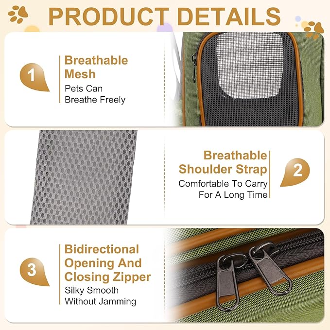 Pet Backpack Carrier, Portable and Ventilated, Oxford Cloth, Dog Cat Travel Bag with Transparent Cover 12.6", (Green, 1 Pcs), Intended for Hiking/Camping/Traveling