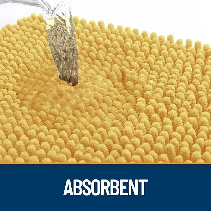 OLANLY Dog Door Mat for Muddy Paws 30x20, Absorbs Moisture and Dirt, Absorbent Non-Slip Washable Doormat, Quick Dry Chenille Mud Mat for Dogs, Entry Indoor Entryway Carpet for Inside Floor, Yellow