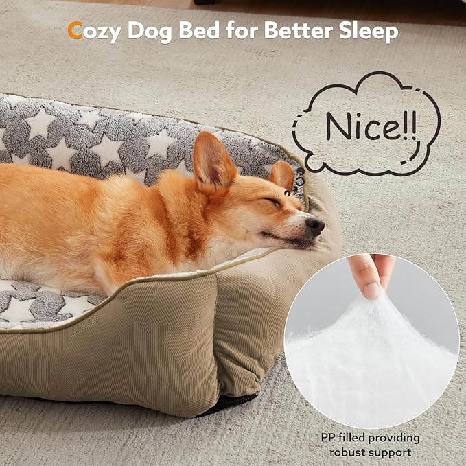 SIWA MARY Orthopedic Dog Bed Medium Size, Washable Waterproof Sofa With Non-Slip Bottom, Comfort for Medium Dogs, M(30"x24"x9") Brown