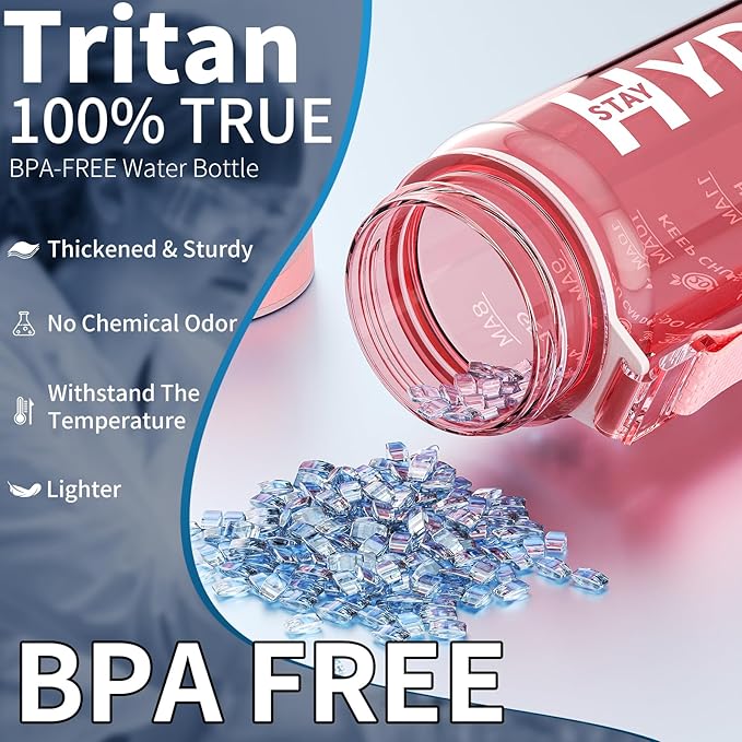 Water Bottle, 32 oz Motivational Water Bottles with Time Marker-Tritan & BPA Free, Sports Water Bottle with Time to Drink & Strap, Wide Mouth, Leakproof -Gift for Christmas Gym Fitness & Outdoor