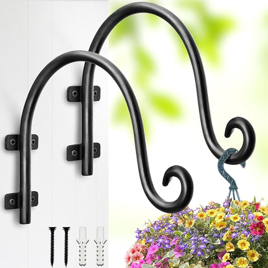AJART Hanging Plant Hanger Outdoor: Bird Feeder Hangers for Outside - 8 inch Plant Hooks for Hanging Flower Baskets 2 Pieces