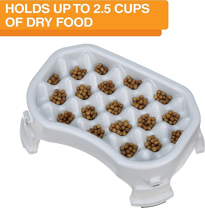 Neater Pet Brands – Neater Raised Slow Feeder Dog Bowl – Elevated and Adjustable Food Height - (2.5 Cup, Vanilla Bean)