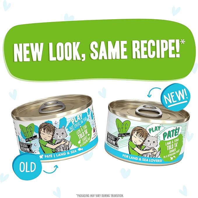 Weruva B.F.F. Play - Best Feline Friend Paté Lovers, Aw Yeah!, Lamb & Tuna Told Ya' with Lamb & Tuna, 2.8oz Can (Pack of 12)