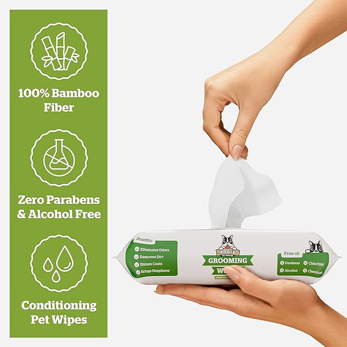 Pogi’s Dog Grooming Wipes – Hypoallergenic Pet Wipes for Paws, Body & Butt – Cleaning & Hydrating, Green Tea Scent, 100-Count