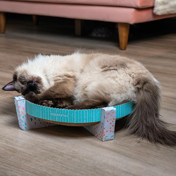 Catstages Scratch Snggle & Rest Elevated Cat Lounger and Cat Scratcher for Relaxing and Play, Includes Catnip