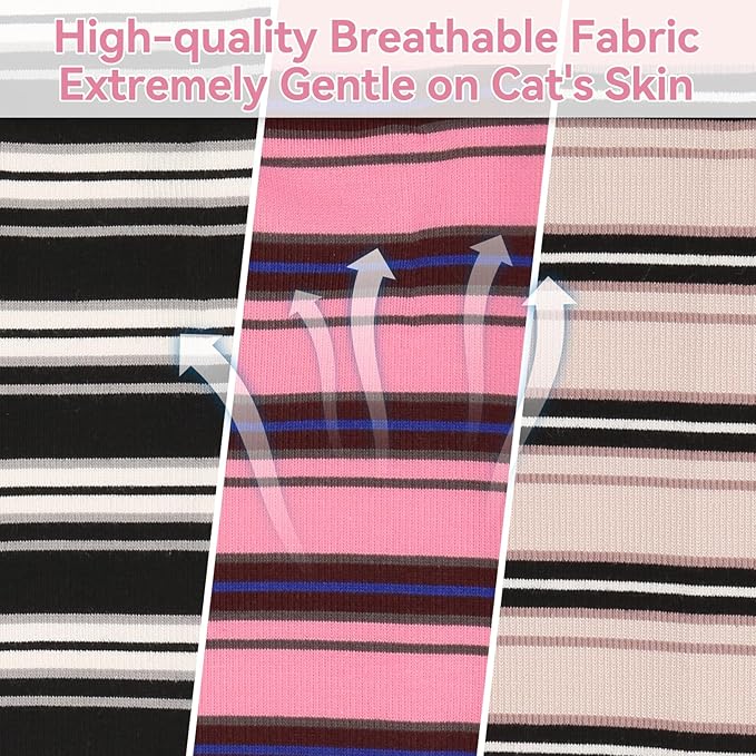 3 PCS Cat Recovery Suit for Spay Abdominal Wounds Female, Cat Onesie for Cats After Surgery, Pet Surgery Recovery Suit Kitten Onesie for Cats Anti Licking