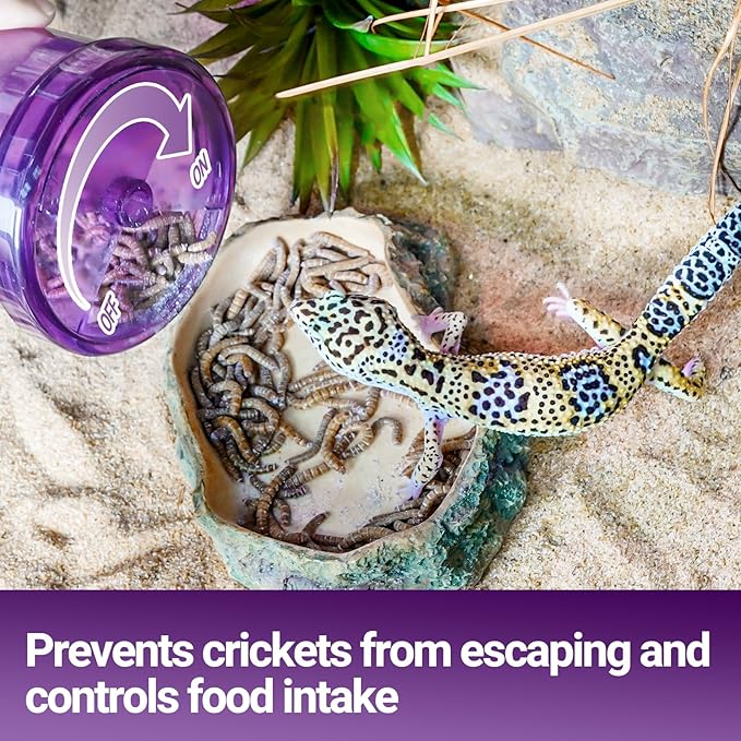 Cricket Calcium Powder Mixer, Reptile Cricket Keeper, Reptile Calcium Duster for Bearded Dragon Gecko Lizard Snake Chameleon (Purple)