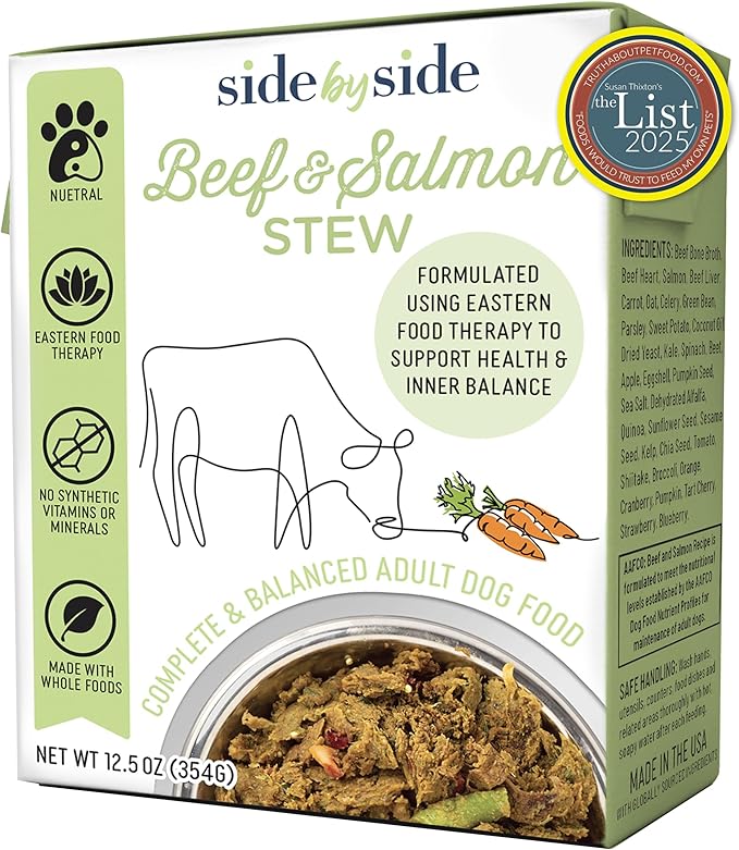 Side by Side Variety Stew - Warming/Cooling/Neutral Wet Dog Food & Dog Food Topper for All Breeds - Made with Nutrients & Whole Raw Ingredients - No Artificial Additives or Fillers (12.5 oz, 3-Pack)