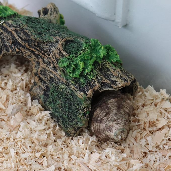 Oooct Hermit Crab Climbing Toy, Aquarium Betta Fish Hideout Caves, Resin Hollow Tree Trunk Ornament, Tank or Aquarium Decorations, Climbing and Hide Toy for Reptile Lizard Newt Hermit Crab