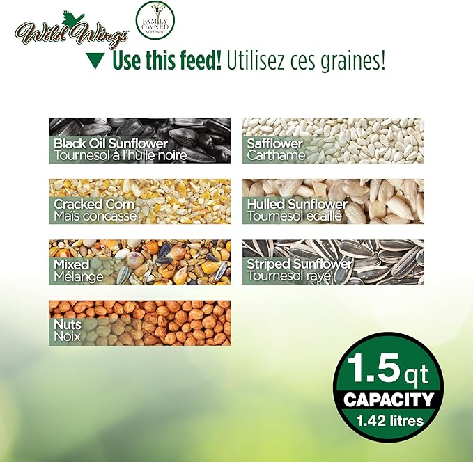 Wild Wings Cedar Tray Bird Feeder | Universal Seed | For Cardinals & Jays | Rust-Free Hardware | Pack of 4