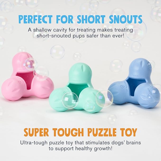 WEST PAW Zogoflex Tux Treat Dispensing Dog Chew Toy – Interactive Chewing Toy for Dogs – Dog Games for Aggressive Chewers, Fetch, Catch – Holds Kibble, Treats, Small 4", Bubblegum