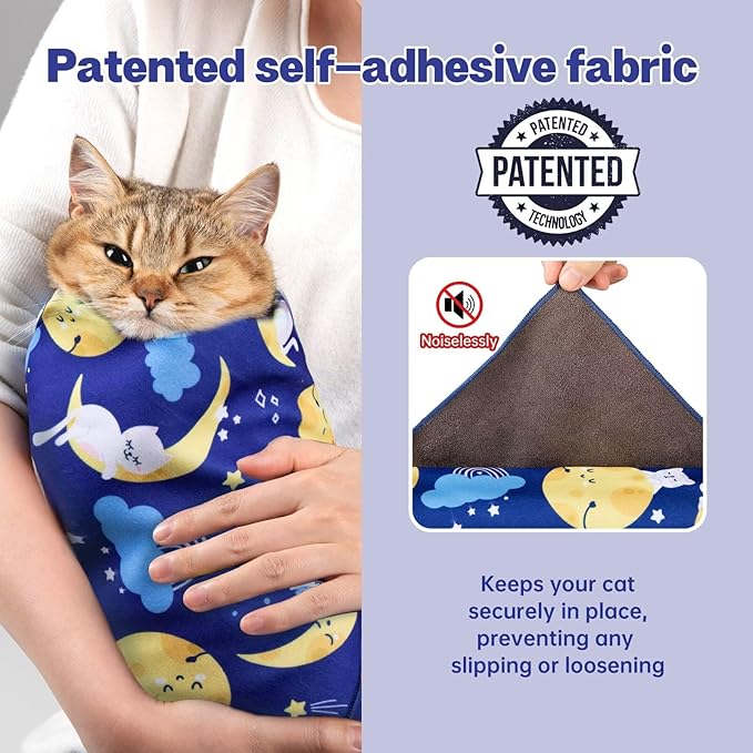 Paw Legend 21.7" Cat Wrap for Grooming Cat Wrap for Cutting Nails Cat Restraint for Nail Clipping Self Adhesive Blanket Restraint Cloth for Cats