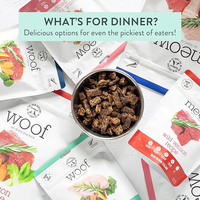 Meow Air Dried Cat Food - Beef & Hoki Recipe - Topper, Mixer or as Cat Training Treats, All Life Stages - 26.5 oz