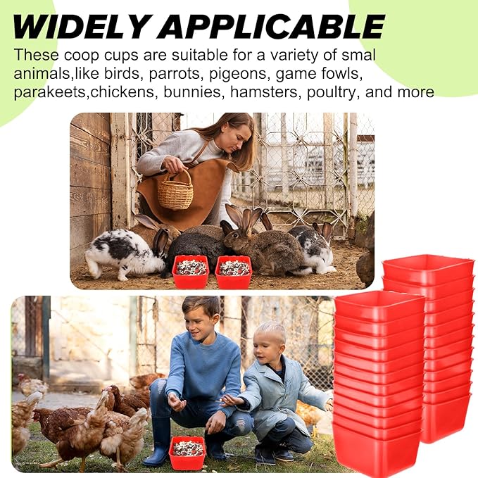 20 Pcs Cage Cups Chicken Feeder Waterer, 16 oz, Hanging Bunny Cage Feeder, Chicken Water Bowl for Pet Parrot, Rooster, Parakeet