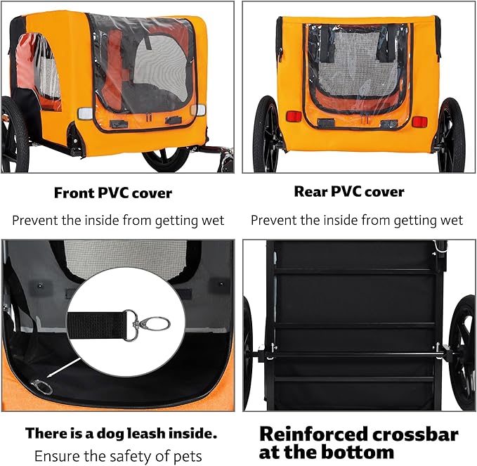 Pet Bike Trailer for Dogs, 88LBS Capacity Dog Bicycle Trailer with 20" Pneumatic Rubber Wheels, Multi-Directional Ventilation, Waterproof Cover, Perfect for Cycling with Pets
