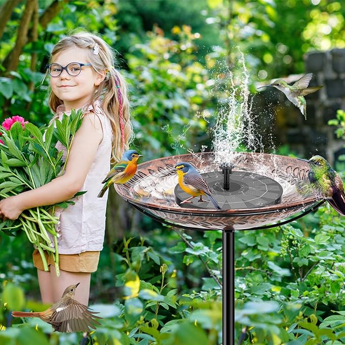 40 Inch Metal Bird Bath for Outside, Detachable Birdbath & Birdfeeder with Base Stake, Vintage Bird Baths for Outdoors Garden Yard Lawn Decor (Vintage Copper)