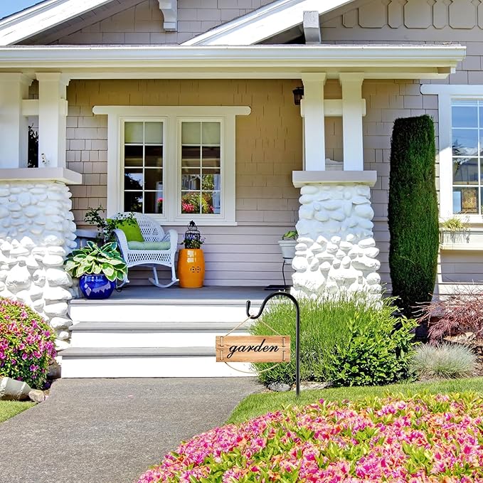 Adjustable Shepherds Hook for Outdoor Metal Rust Resistant Steel Shepard Hooks for Bird Stand Feeder Pole, Weddings Decor, Garden Plant Basket, Outside Hanging Solar Lights (2 Pcs,15inch)