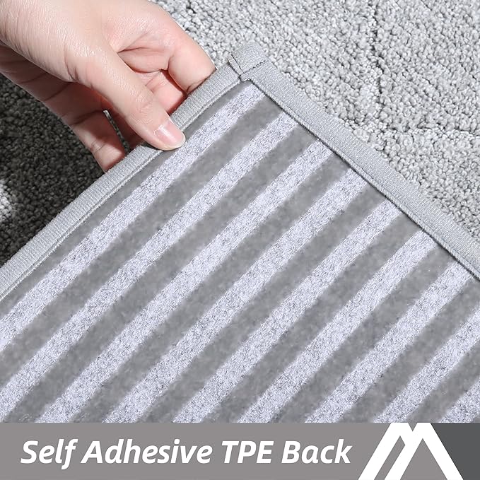 COSY HOMEER Edging Stair Treads Non-Slip Corner Indoor Stair Runners for Wooden Steps,Landing Slip Resistant Stair Rugs Mat for Kids and Dogs,100% Polyester TPE Backing,Grey,30x30 inch