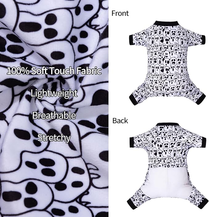 CuteBone Small Dogs Outfit Soft Puppy Onesies Pjs Halloween Dog Pajamas Pet Coat Cat Apparel Comfy Doggie Jumpsuit Bodysuit for All Seasons P300M