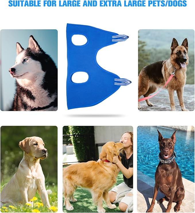 10 in 1 Dog Pet Grooming Hammock Harness with Nail Clippers/Trimmer, Nail File,Dog Nail Hammock, Dog Grooming Sling for Nail Trimming/Clipping (XXXL/Under 130lb, Blue)