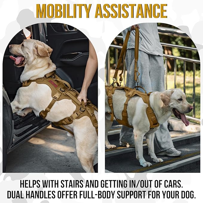 OneTigris Multi-Function Dog Lift Harness, All-Gender Dogs Friendly Design, Full Body Dog Sling Carrier with Three Handles Front/Rear Leg Assist for Arthritis, Help Em Up Harness for Dogs