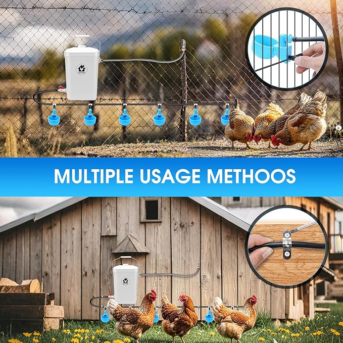 Automatic Chicken Waterer Float Controlled, 3 Gallons Poultry Waterer Dispenser with Hose Attachment, Poultry Automatic Drinking Accessories for Chicks, Duck, Goose, Turkey