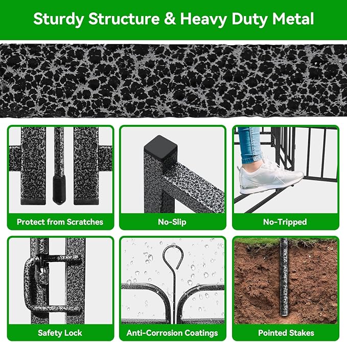 Dog Playpen Outdoor 32 Panels Heavy Duty Dog Fence 47" Height with Thick Pipe Anti-Rust with Doors Portable for RV Camping Yard, Total 71FT, 406 Sq.ft, Snowy Black