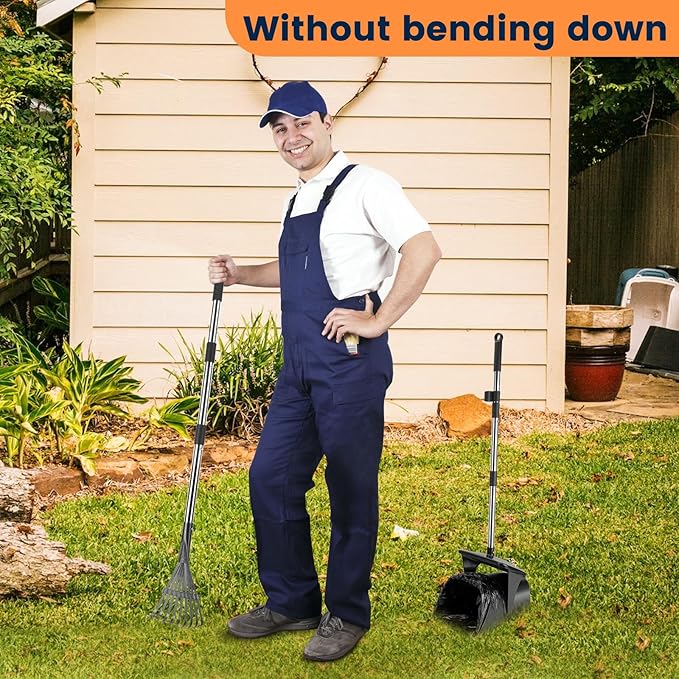 Pooper Scooper for Large Dogs Heavy Duty Swivel Bin & Rake with 20 Waste Bag for Large Medium Small Dogs, Easy to Clean Pet Waste Use on Grass, Dirt, Gravel or Flats