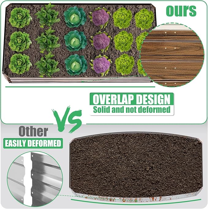 SnugNiture Galvanized Raised Garden Bed 4x4x2FT Outdoor Large Metal Planter Box Steel Kit for Planting Vegetables, Flowers