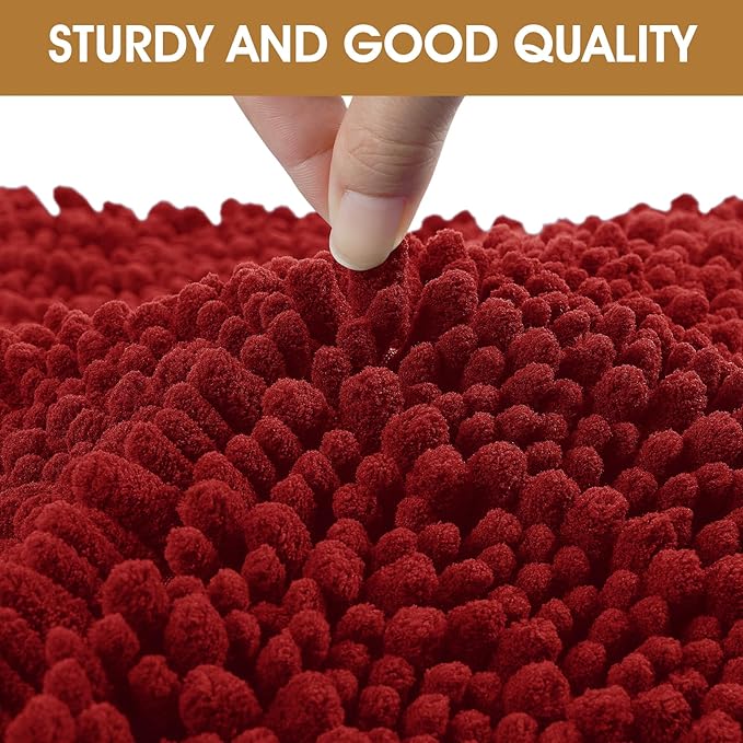 IM HOME 48" x 38" Red Dog Door Mats for Muddy Paws, Chenille Absorbent Dog Mat, Non Slip Heavy Mud Mat for Dogs, Soft Pet Bed Mat for Entryway, Mud Paws, Inside Floor