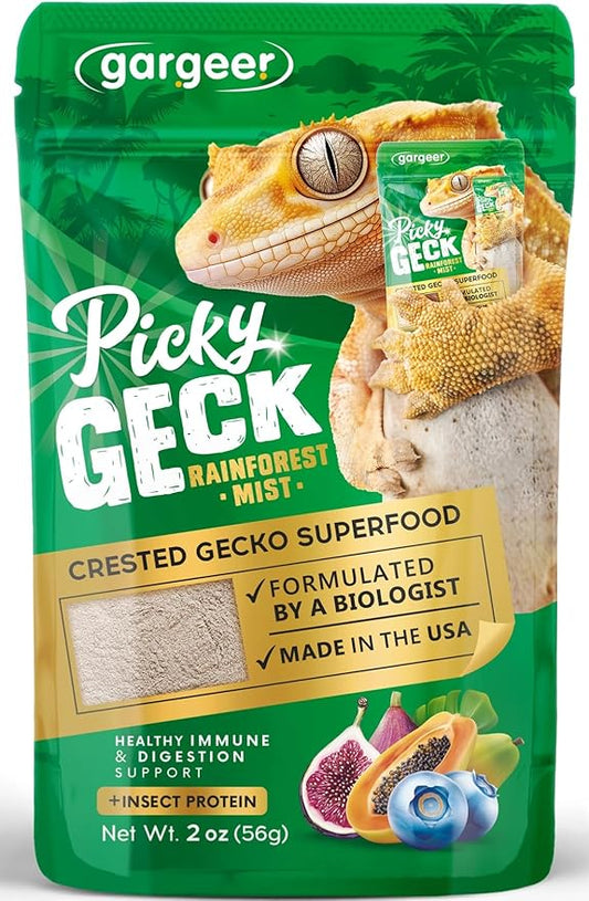 'Picky Geck' Rainforest Mist - Premium Crested Gecko Food | Immune & Digestion Support with Banana, Papaya, Fig & Blueberry | No Fillers - Only Premium Ingredients | 2oz | Made in USA