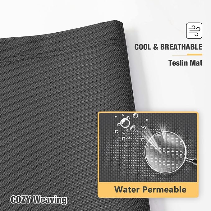 Veehoo Chew Proof Elevated Dog Bed - Cooling Raised Pet Cot - Silver Aluminum Frame and Durable Textilene Mesh Fabric, Unique Designed No-Slip Feet for Indoor or Outdoor Use, Black, 42"x 31"