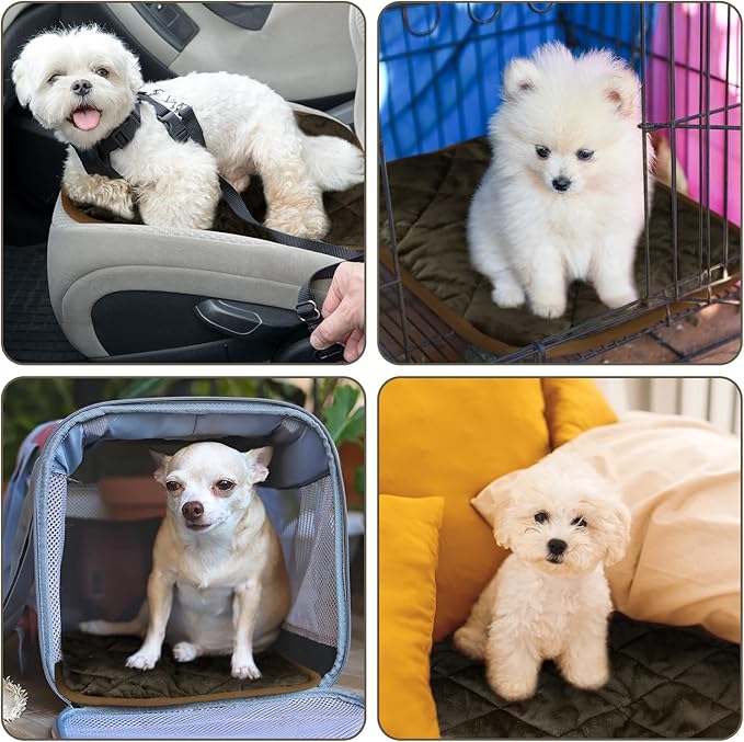 4 Pack Self Heating Cat Pad Self Warming Dog Mat Reflects Body Heat Extra Warm Thermal Pet Pad Washable Dog Cat Bed Crate Bed Mat Blanket(Coffee Color,16 x 20 Inch)